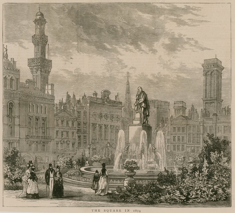 Leicester Square, Londres, en 1874 - English School