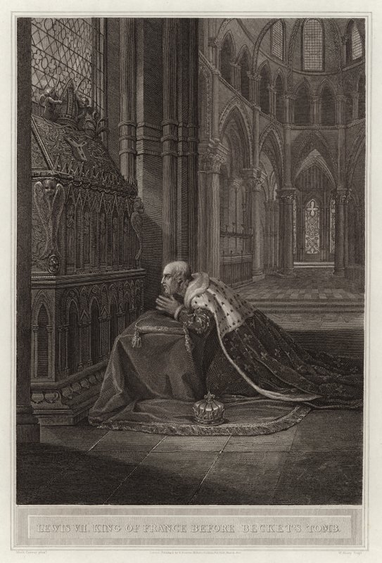 Louis VII, roi de France, devant la tombe de Beckett - English School