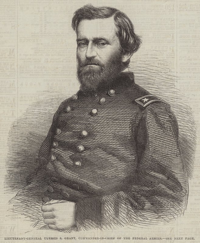 Lieutenant-général Ulysses S Grant, commandant en chef des armées fédérales (gravure) - English School