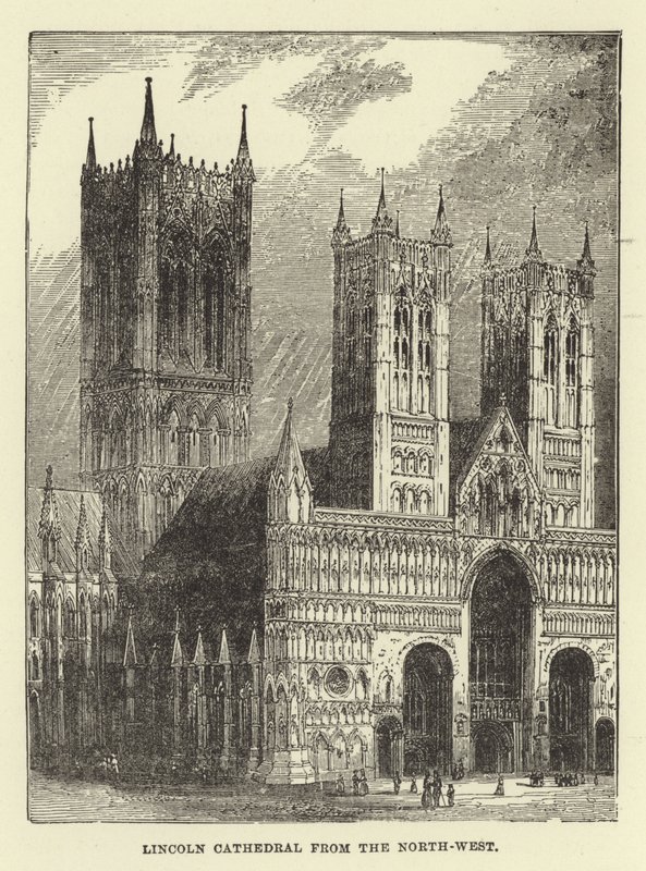 Cathédrale de Lincoln depuis le nord-ouest - English School