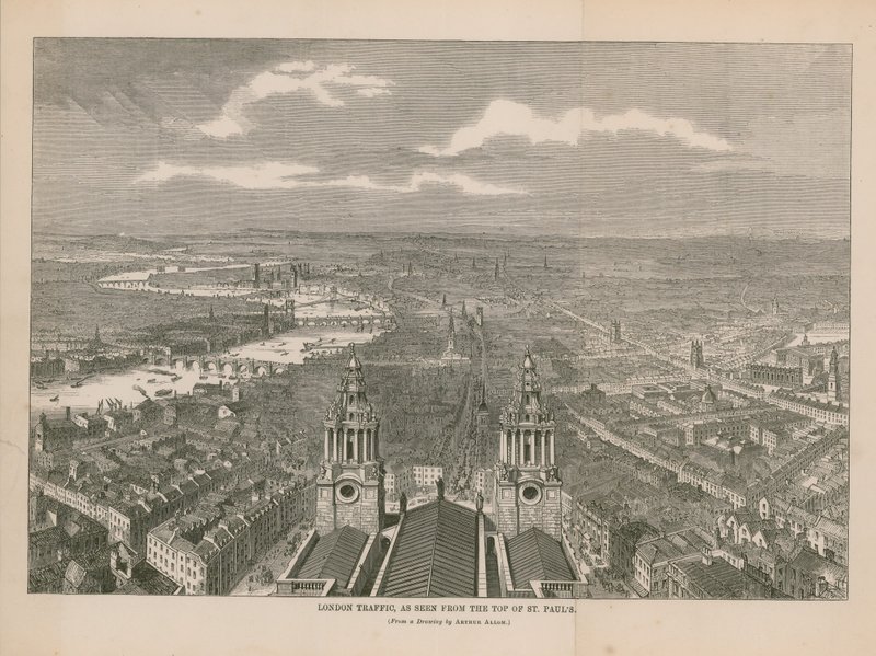 Le trafic de Londres vu du sommet de la cathédrale Saint-Paul - English School