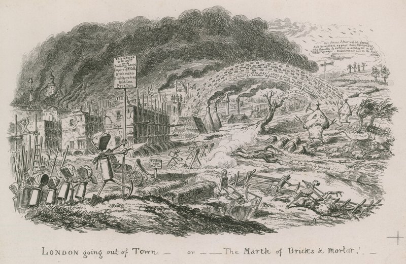 Londres quittant la ville, ou la marche des briques et du mortier - English School