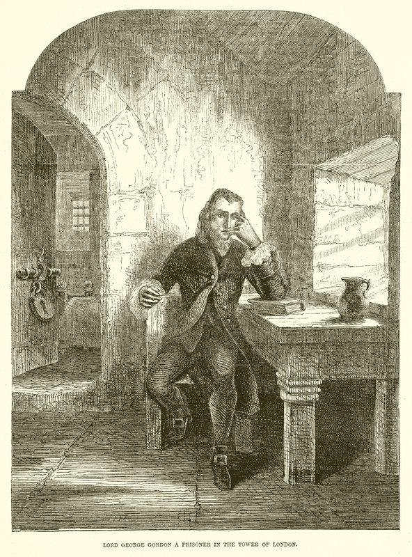 Lord George Gordon prisonnier à la Tour de Londres - English School