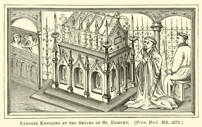 Lydgate agenouillé au sanctuaire de Saint Edmund - English School