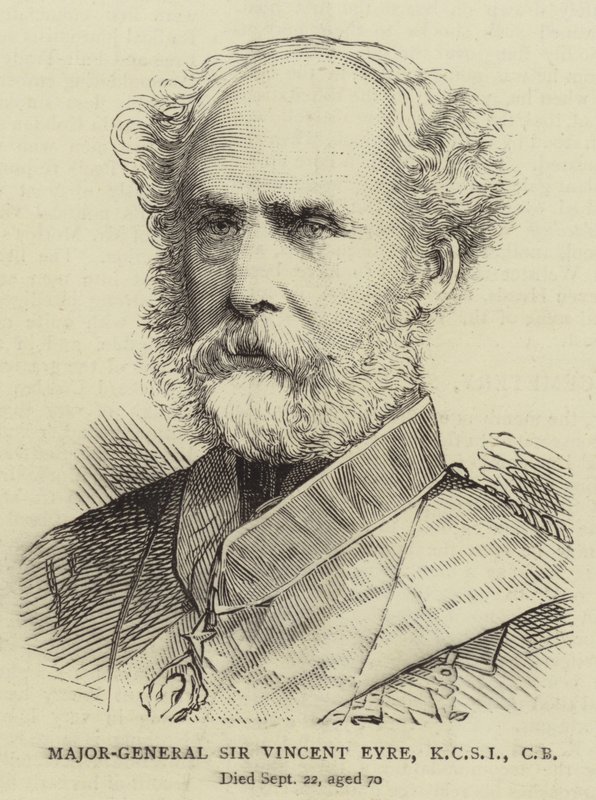 Major-Général Sir Vincent Eyre, KCSI, CB (gravure) - English School