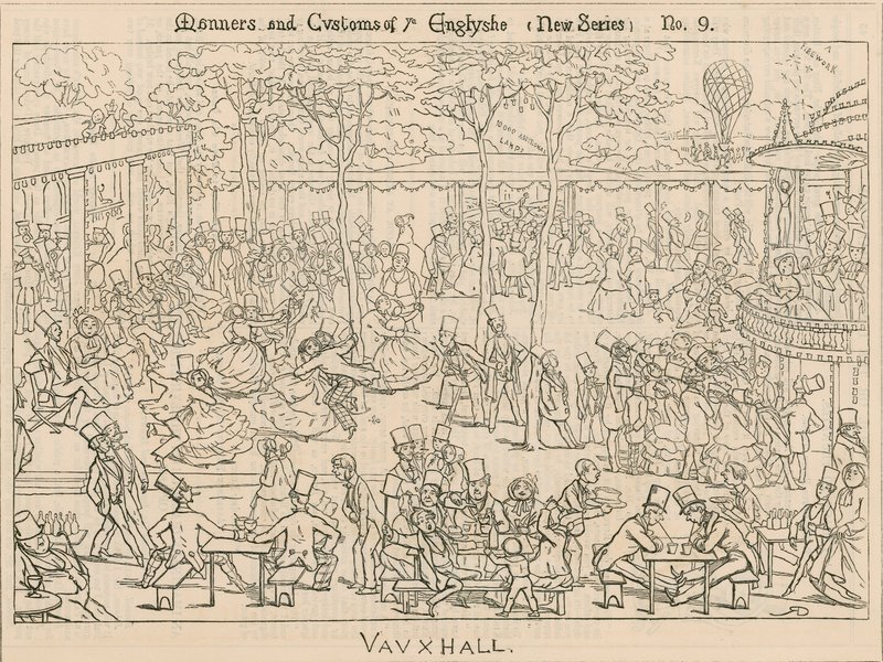 Mœurs et coutumes des Anglais; jardins de Vauxhall, Londres - English School