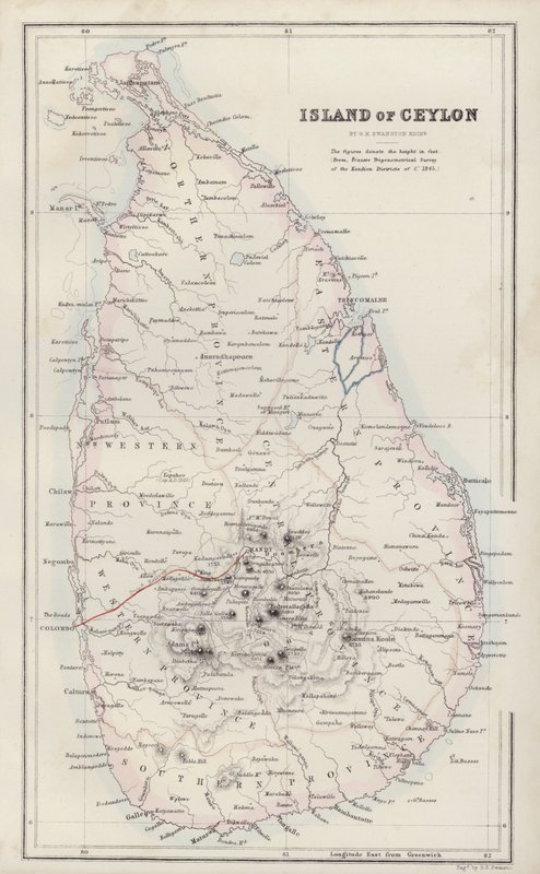 Carte : Île de Ceylan, par G H Swanston, Édimbourg - English School