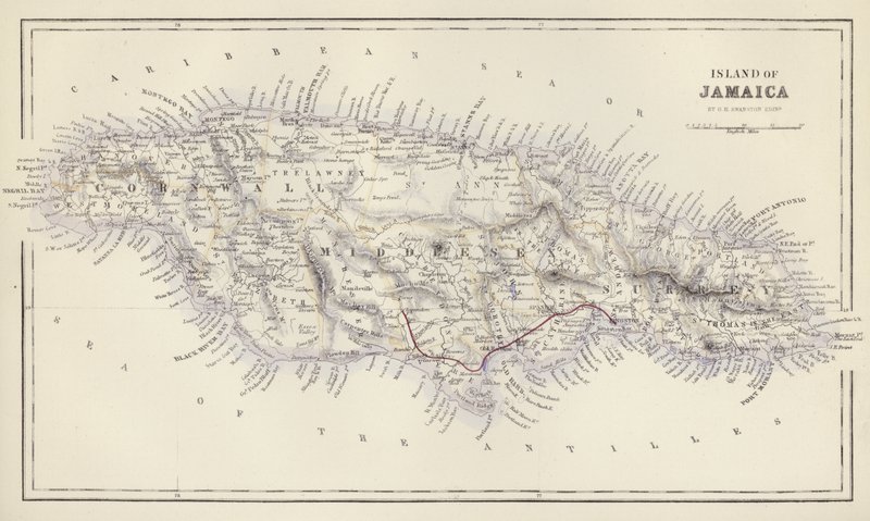 Carte : Île de la Jamaïque, par G H Swanston, Édimbourg - English School