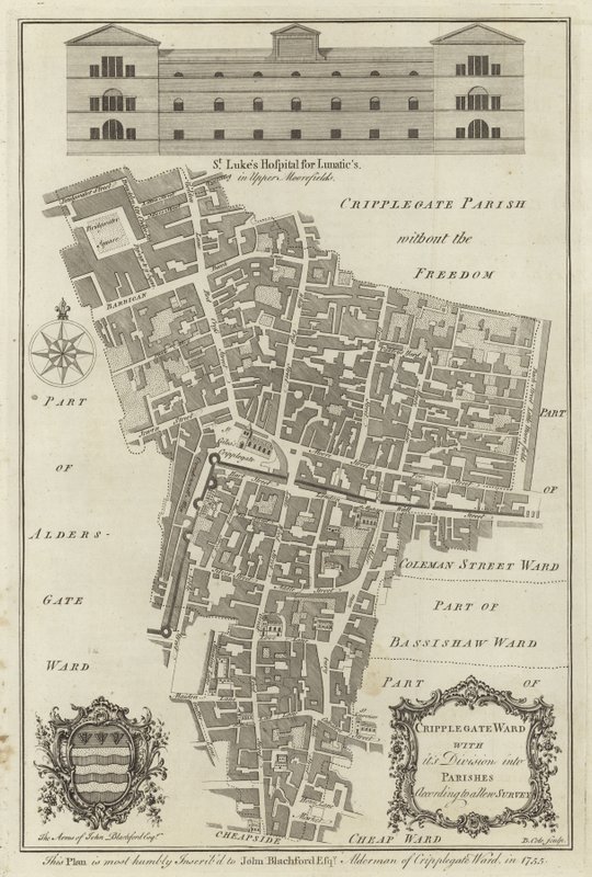Carte du quartier de Cripplegate, Londres - English School