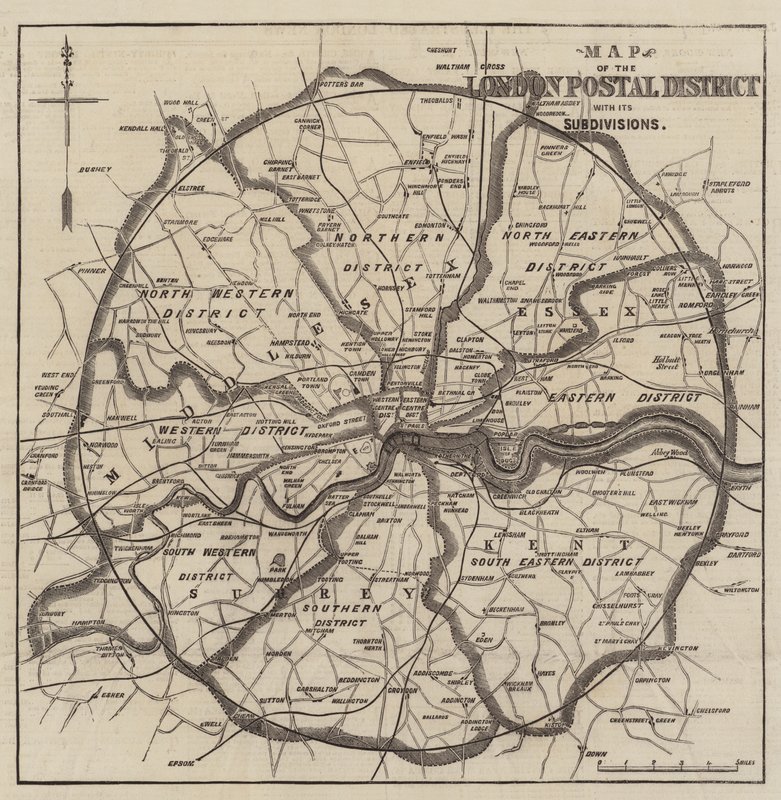 Carte des districts postaux de Londres - English School