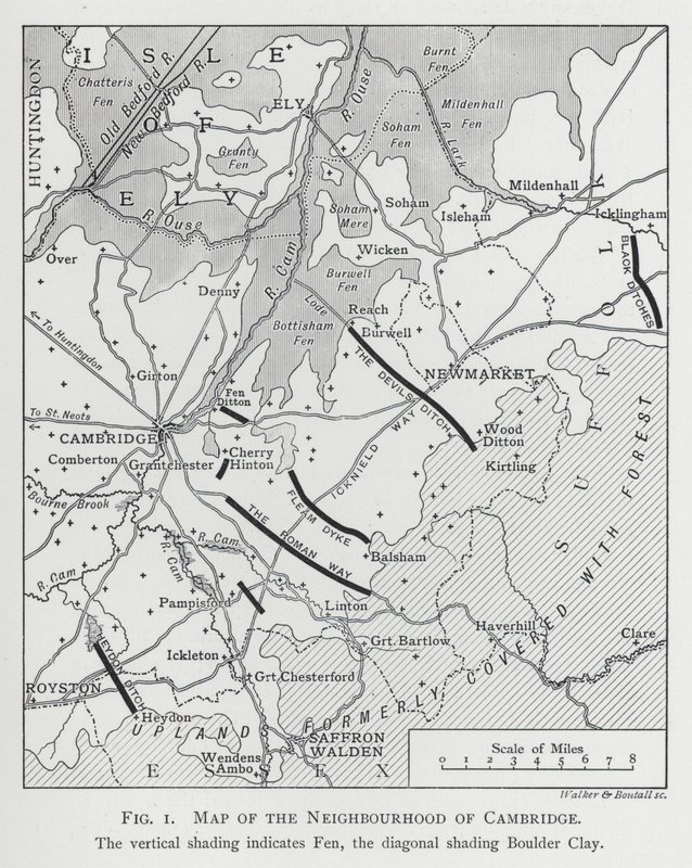 Carte des environs de Cambridge (gravure) - English School
