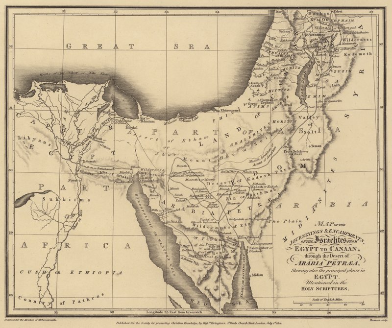 Carte des voyages et des campements des Israélites de l