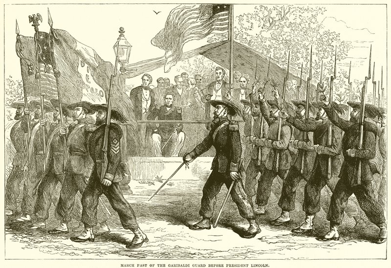 Défilé de la Garde Garibaldi devant le président Lincoln - English School