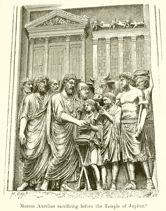 Marc Aurèle sacrifiant devant le Temple de Jupiter - English School