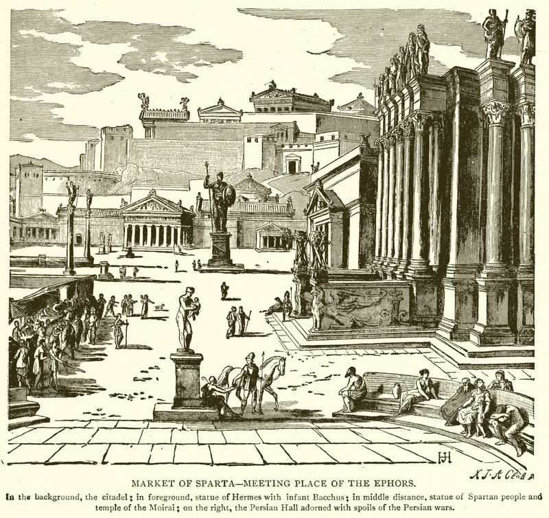 Marché de Sparte. Lieu de rencontre des éphores - English School