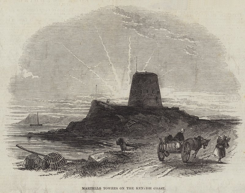 Tours Martello sur la côte du Kent (gravure) - English School