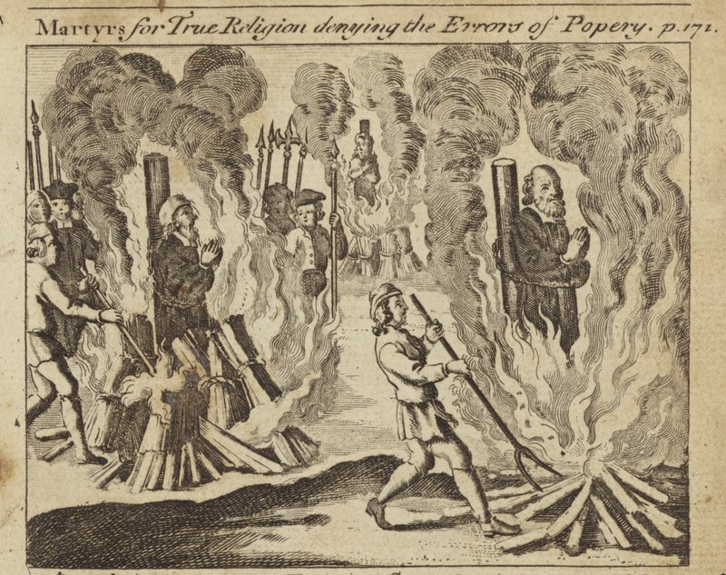 Martyrs de la vraie religion niant les erreurs du papisme (gravure) - English School