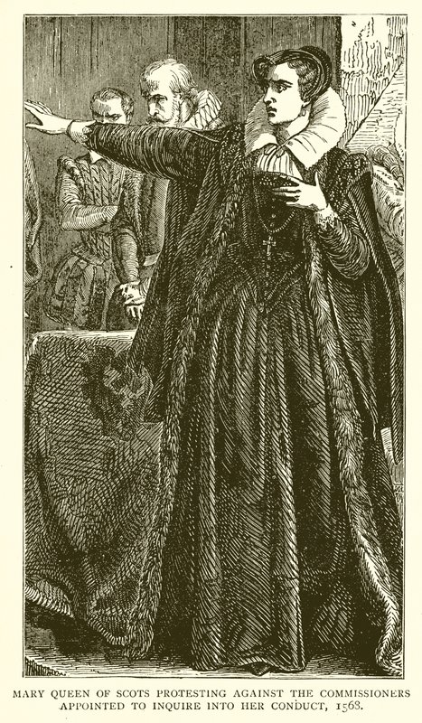 Marie Stuart protestant contre les commissaires nommés pour enquêter sur sa conduite, 1568 - English School