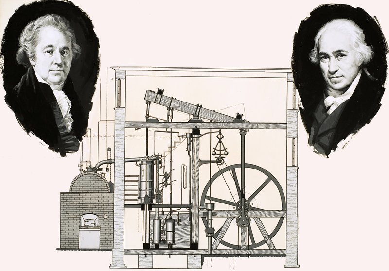 Matthew Boulton et James Watt avec l