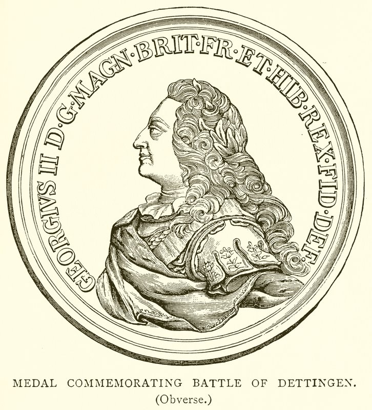 Médaille commémorant la bataille de Dettingen. (Avers) - English School