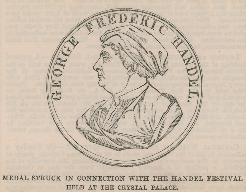Médaille frappée en lien avec le Festival Handel tenu au Crystal Palace - English School