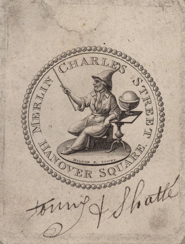 Médaillon étiqueté Merlin Charles Street, Hanover Square; Milton F Tower - English School
