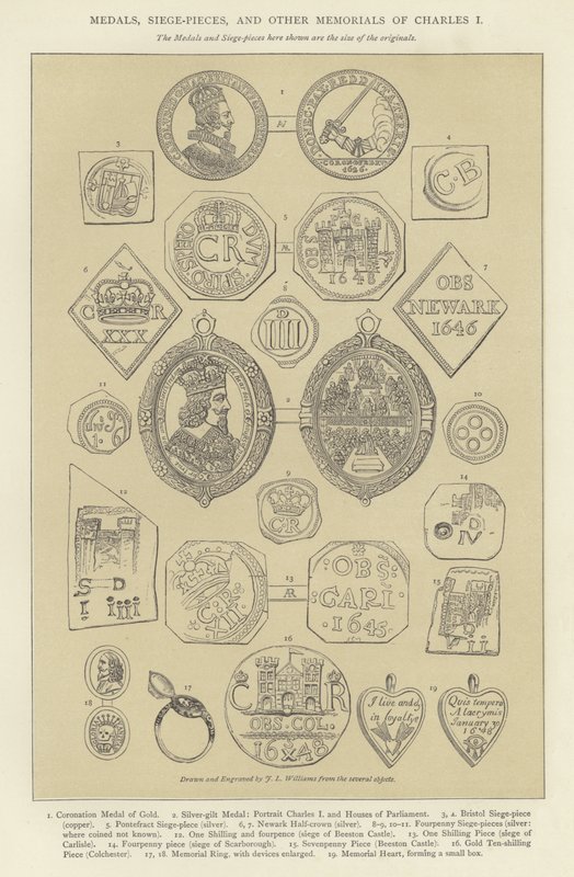 Médailles, pièces de siège et autres souvenirs de Charles Ier - English School