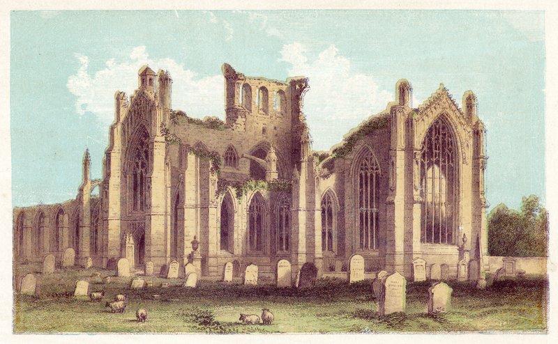 Abbaye de Melrose (lithographie en couleur) - English School