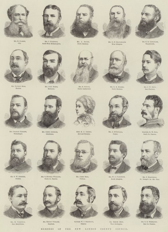 Membres du nouveau conseil du comté de Londres (gravure) - English School