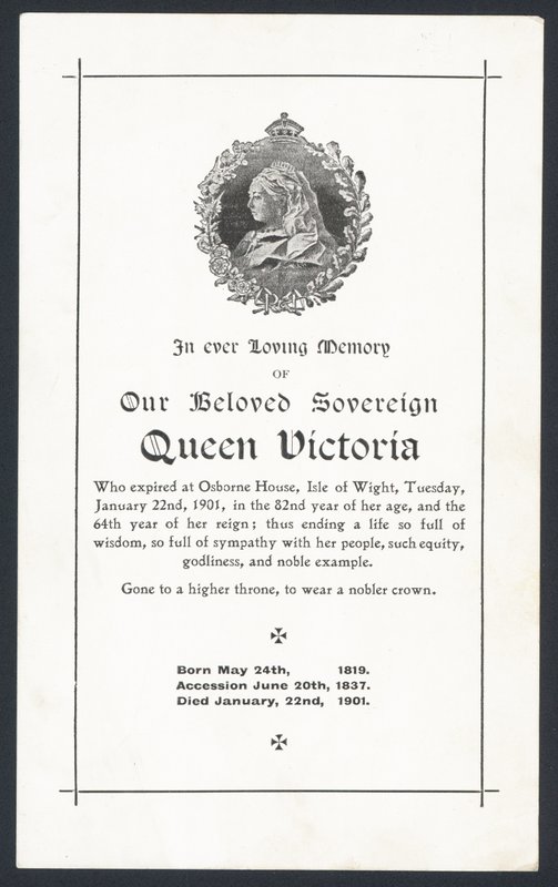 Carte commémorative pour la reine Victoria - English School