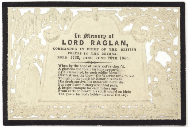 Carte commémorative en mémoire de Lord Raglan - English School