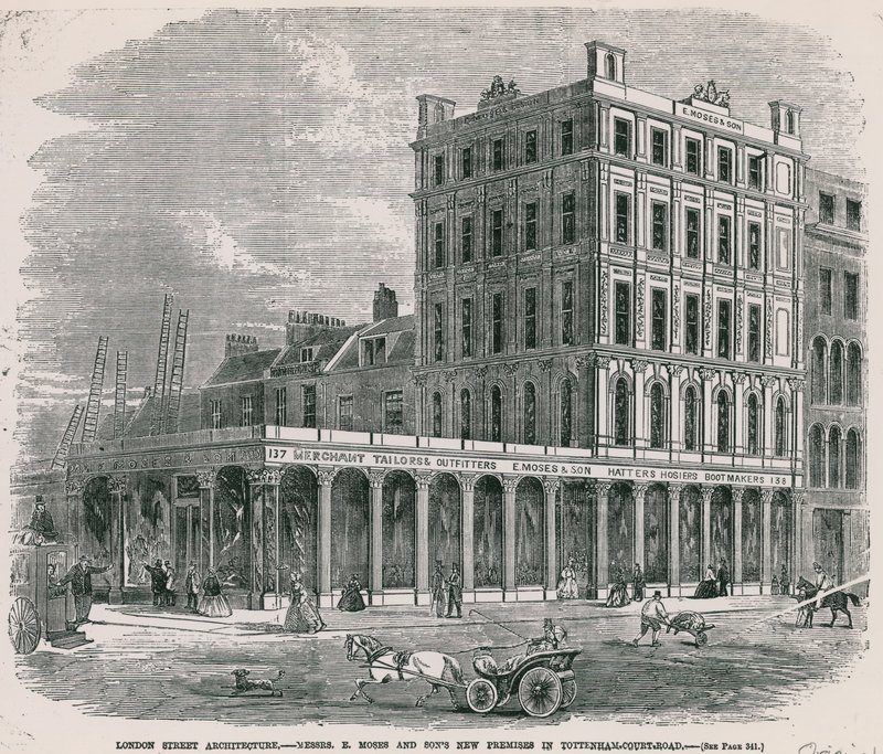 Les nouveaux locaux de Messrs E Moses and Sons à Tottenham Court Road, Londres - English School