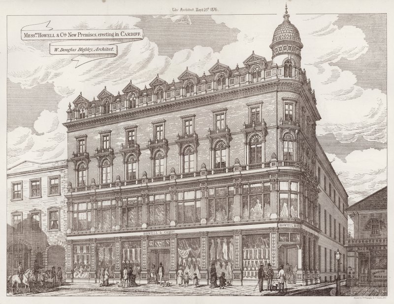 Nouveaux locaux de Messrs Howell and Co, en construction à Cardiff (gravure) - English School