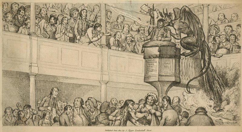 Prédicateur méthodiste en conférence avec un démon sur l