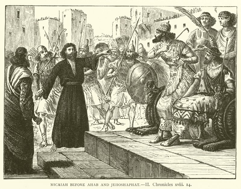 Michée devant Achab et Josaphat, II Chroniques, xviii - English School