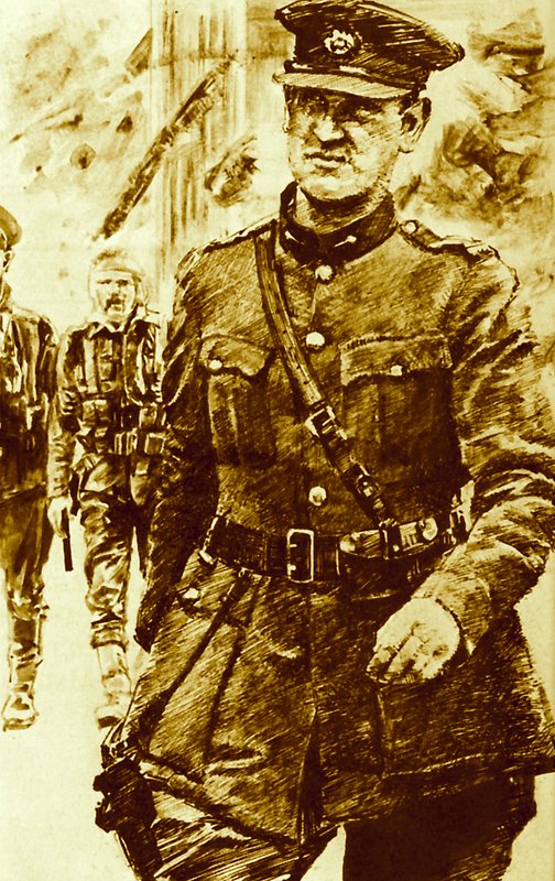 Michael Collins, chef des rebelles lors du soulèvement de Pâques en Irlande, 1916 - English School