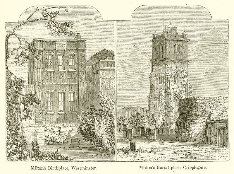 Lieu de naissance de Milton, Westminster. Lieu de sépulture de Milton, Cripplegate - English School