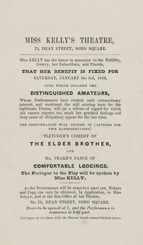 Théâtre de Miss Kelly, 73 Dean Street, Soho Square, Londres - English School