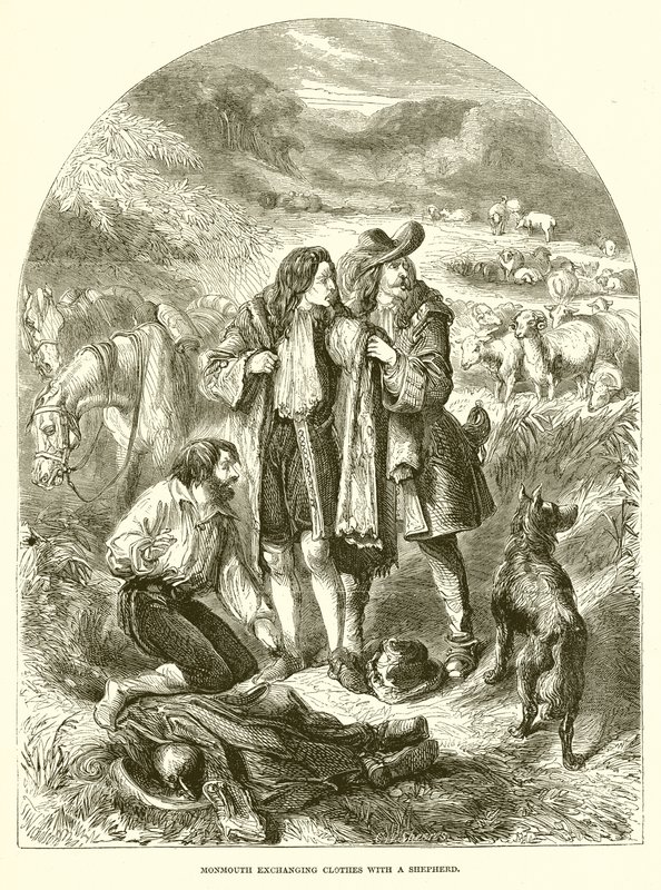 Monmouth échangeant des vêtements avec un berger - English School