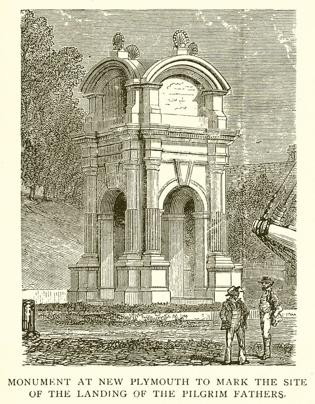 Monument à New Plymouth pour marquer le site du débarquement des Pères Pèlerins - English School