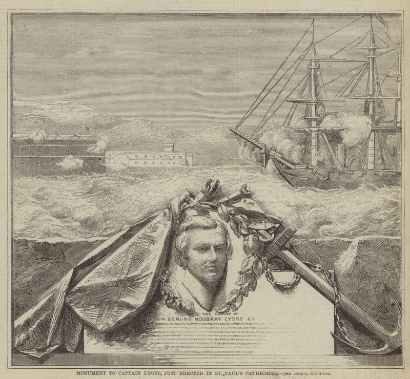 Monument au capitaine Lyons, récemment érigé dans la cathédrale Saint-Paul (gravure) - English School