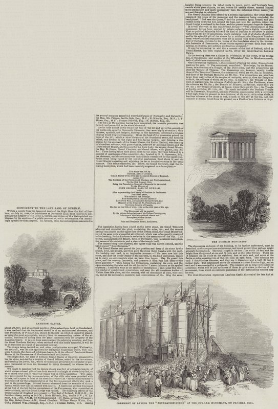 Monument au défunt comte de Durham - English School