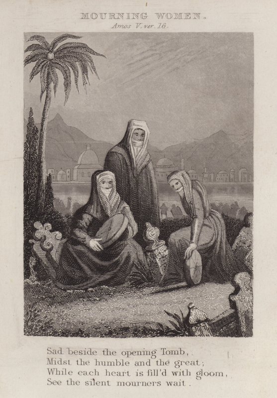 Femmes en deuil, Amos V, verset 16 (gravure) - English School