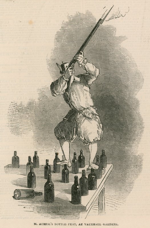 Le tour de bouteille de M. Auriol aux jardins de Vauxhall, Londres - English School