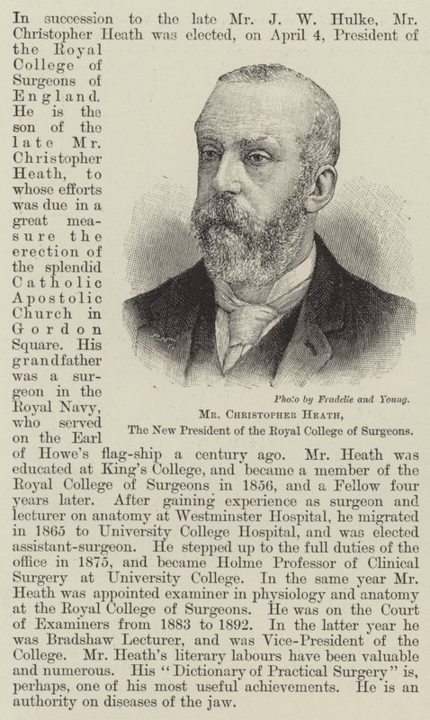 M. Christopher Heath, le nouveau président du Royal College of Surgeons (gravure) - English School