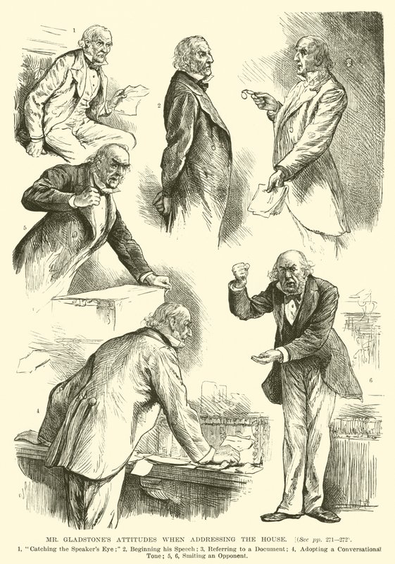Les attitudes de M. Gladstone lorsqu