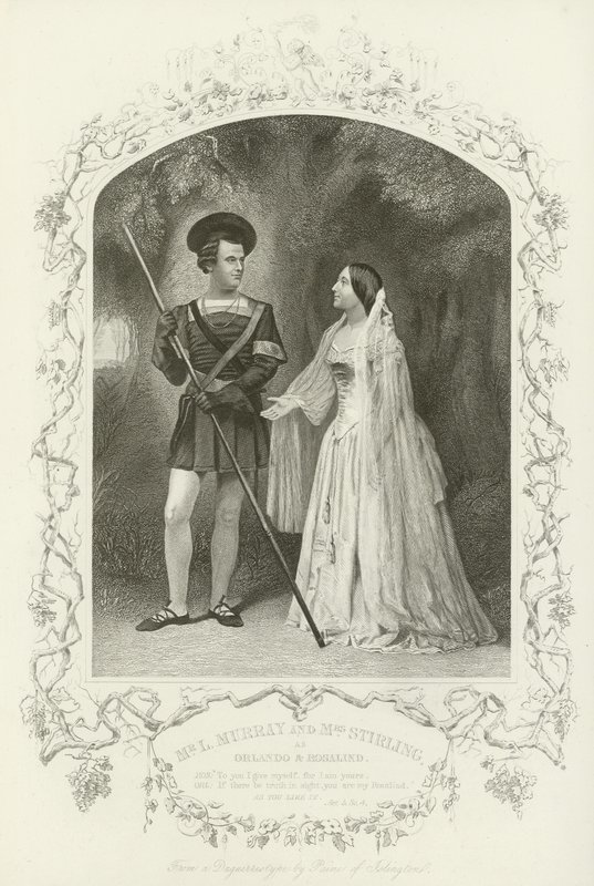 M. L Murray et Mme Stirling comme Orlando et Rosalind, Comme il vous plaira, Acte V, scène iv - English School