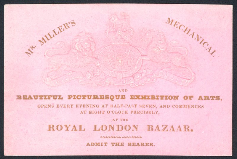 Exposition mécanique et pittoresque de M. Miller, carte de visite - English School