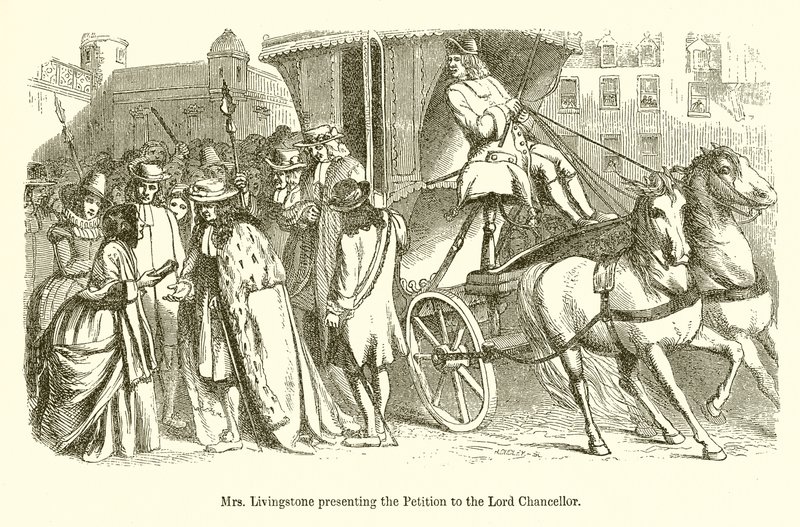 Mme Livingstone présentant la Pétition au Lord Chancelier - English School