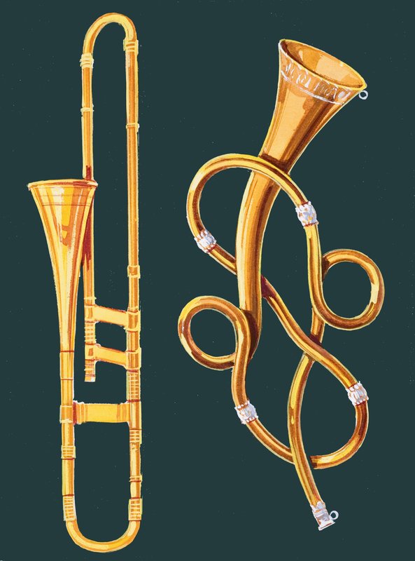 Instruments de musique : Trombone et Trompette labyrinthique - English School